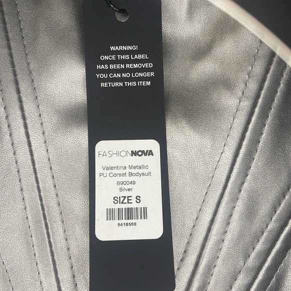 Valentina Metallic PU Corset Bodysuit - Silver. NWT Size Small - Picture 4 of 10